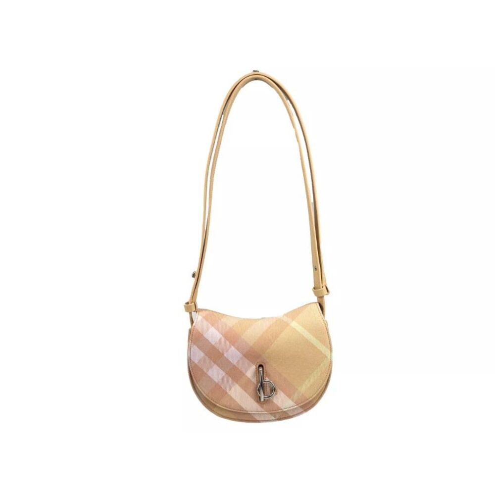 Burberry Mini Check Rocking Horse Crossbody Bag Purse Women's Peach - Picture 2 of 5